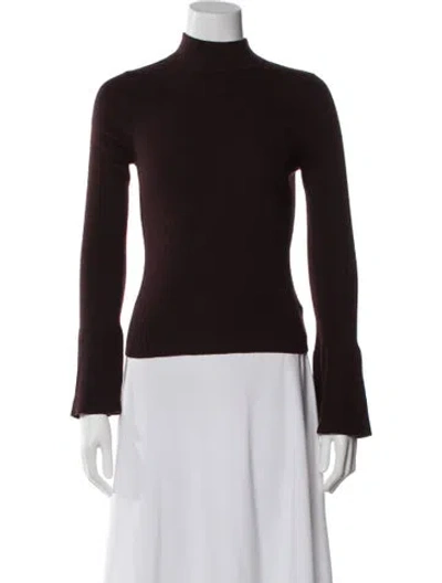 Pre-owned A.l.c Merino Wool Mock Neck Sweater In Brown
