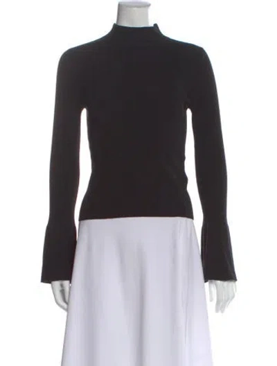 Pre-owned A.l.c Merino Wool Mock Neck Top In Black