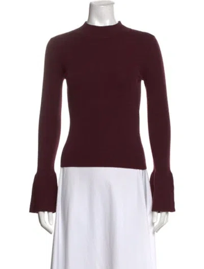 Pre-owned A.l.c Merino Wool Mock Neck Top In Burgundy