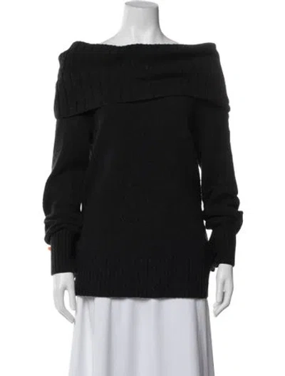 Pre-owned A.l.c Merino Wool Off-the-shoulder Sweater In Black