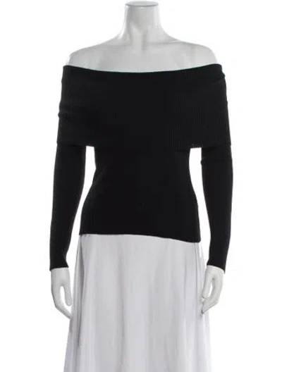 Pre-owned A.l.c Merino Wool Off-the-shoulder Sweater In Black