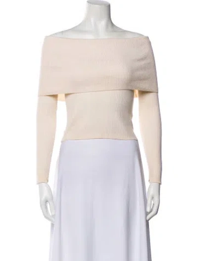 Pre-owned A.l.c Merino Wool Off-the-shoulder Sweater In White