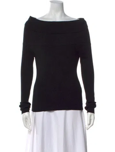 Pre-owned A.l.c Merino Wool Off-the-shoulder Top In Black