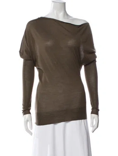 Pre-owned A.l.c Merino Wool Off-the-shoulder Top In Brown