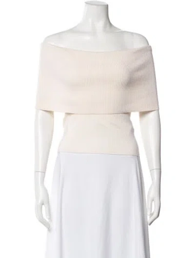 Pre-owned A.l.c Merino Wool Off-the-shoulder Top In Neutral