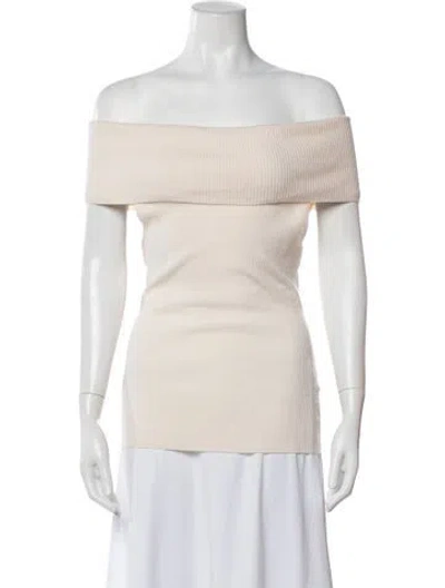 Pre-owned A.l.c Merino Wool Off-the-shoulder Top In Neutrals