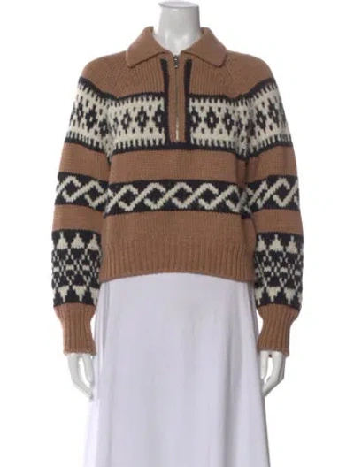Pre-owned A.l.c Merino Wool Patterned Sweater In Brown