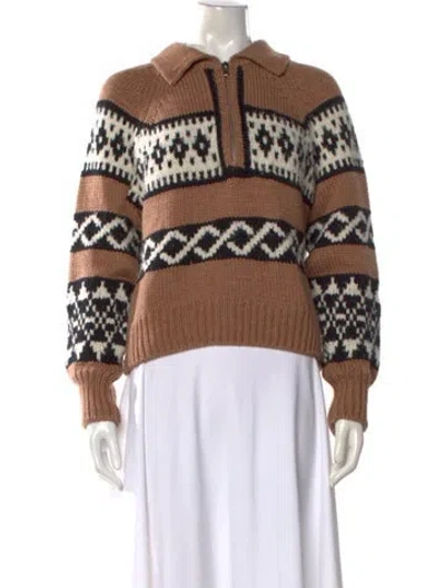 Pre-owned A.l.c Merino Wool Patterned Sweater In Brown