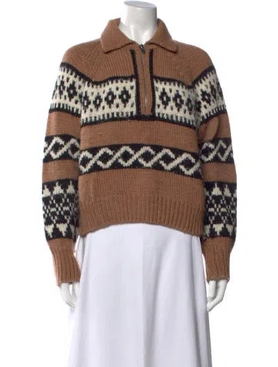 Pre-owned A.l.c Merino Wool Patterned Sweater In Brown