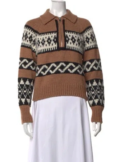 Pre-owned A.l.c Merino Wool Patterned Sweater In Brown