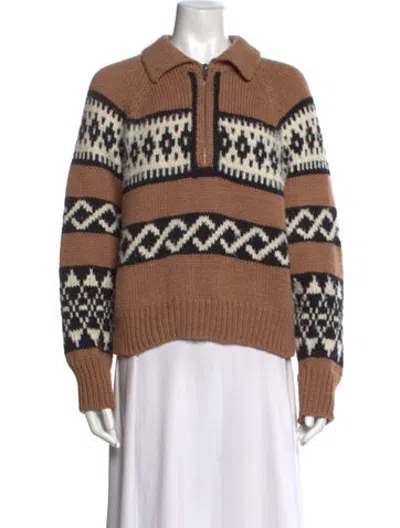 Pre-owned A.l.c Merino Wool Patterned Sweater In Brown