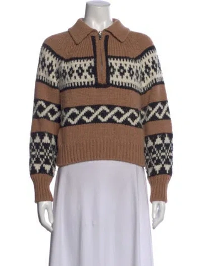 Pre-owned A.l.c Merino Wool Patterned Sweater In Neutral