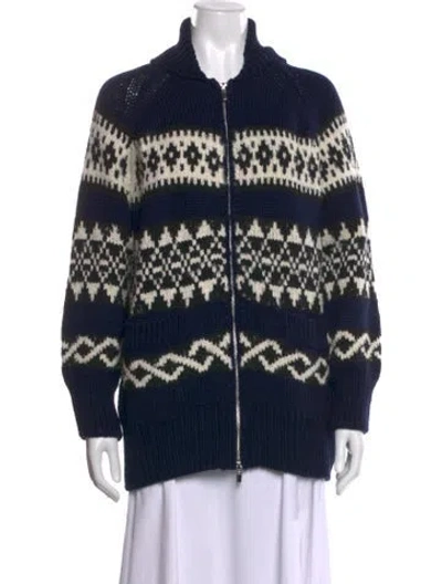 Pre-owned A.l.c Merino Wool Patterned Sweater W/ Tags In Blue