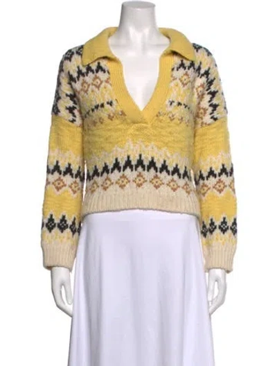 Pre-owned A.l.c Merino Wool Patterned Sweater In Yellow
