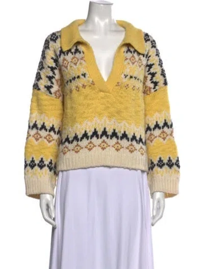 Pre-owned A.l.c Merino Wool Patterned Sweater In Yellow