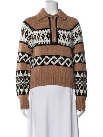 Pre-owned A.l.c Merino Wool Printed Sweater In Brown
