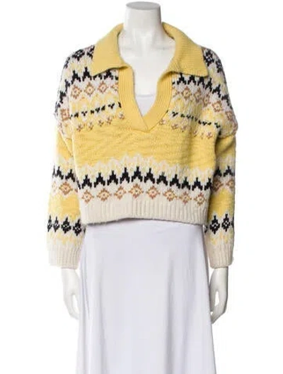 Pre-owned A.l.c Merino Wool Printed Sweater In Yellow