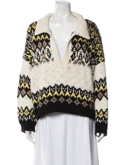 Pre-owned A.l.c Merino Wool Printed Sweater In Yellow