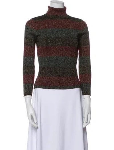 Pre-owned A.l.c Merino Wool Printed Top In Green