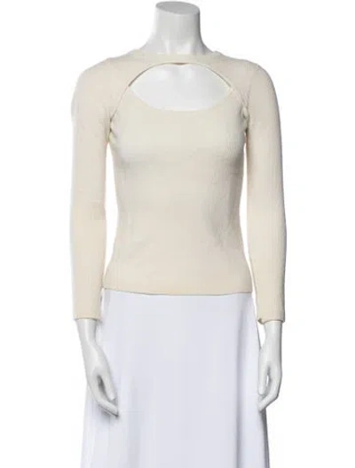 Pre-owned A.l.c Merino Wool Scoop Neck Sweater In White