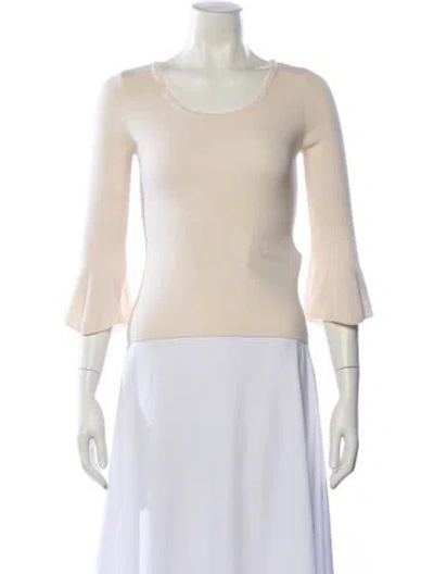 Pre-owned A.l.c Merino Wool Scoop Neck Sweater In White