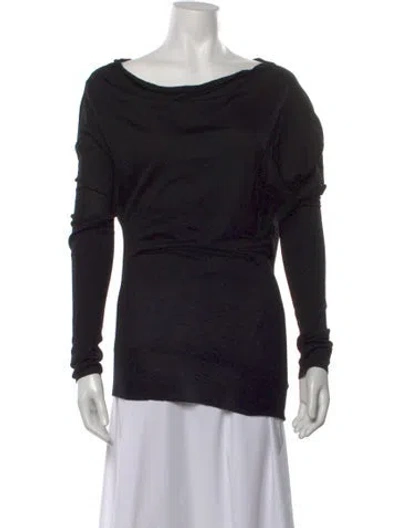 Pre-owned A.l.c Merino Wool Scoop Neck Top In Black