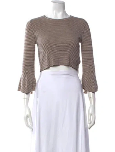Pre-owned A.l.c Merino Wool Striped Crop Top In Green