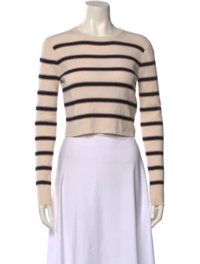 Pre-owned A.l.c Merino Wool Striped Crop Top In Neutral
