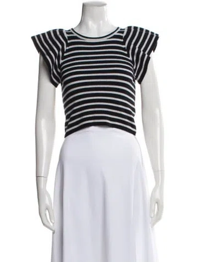 Pre-owned A.l.c Merino Wool Striped Crop Top In White