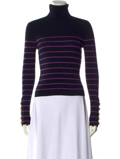 Pre-owned A.l.c Merino Wool Striped Sweater In Blue
