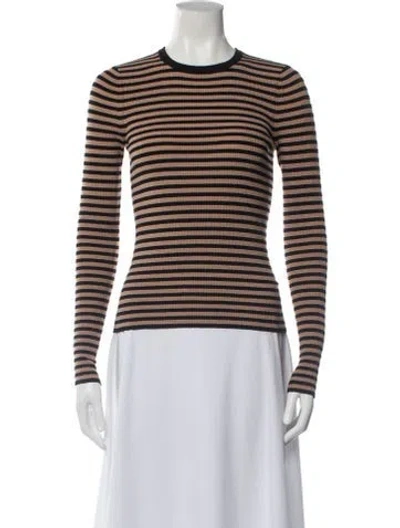 Pre-owned A.l.c Merino Wool Striped Sweater In Brown