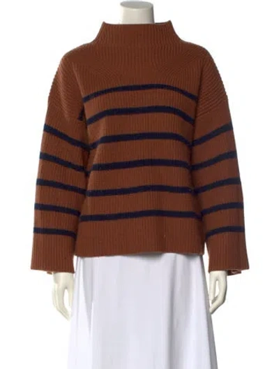 Pre-owned A.l.c Merino Wool Striped Sweater In Brown