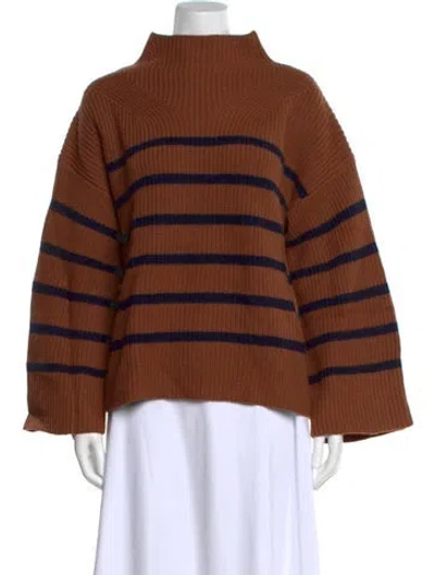 Pre-owned A.l.c Merino Wool Striped Sweater In Brown