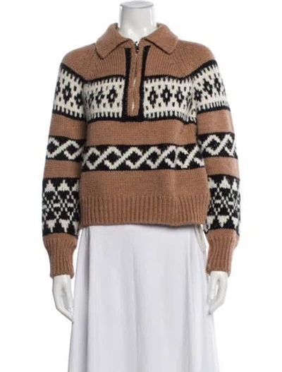Pre-owned A.l.c Merino Wool Striped Sweater In Brown