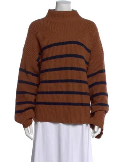 Pre-owned A.l.c Merino Wool Striped Sweater In Brown