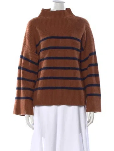 Pre-owned A.l.c Merino Wool Striped Sweater In Brown