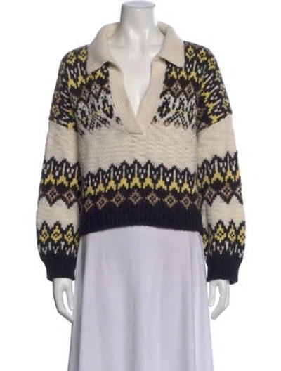 Pre-owned A.l.c Merino Wool Striped Sweater In Neutral