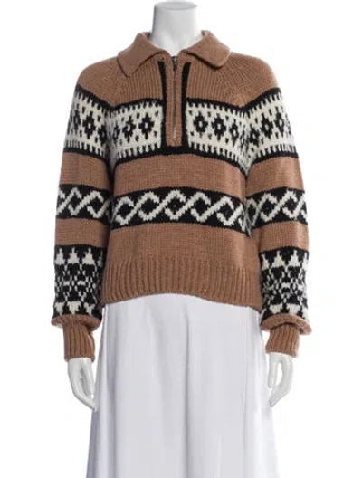 Pre-owned A.l.c Merino Wool Striped Sweater W/ Tags In Brown