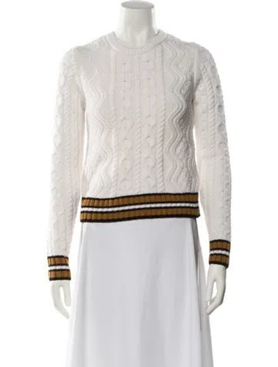 Pre-owned A.l.c Merino Wool Striped Sweater In White
