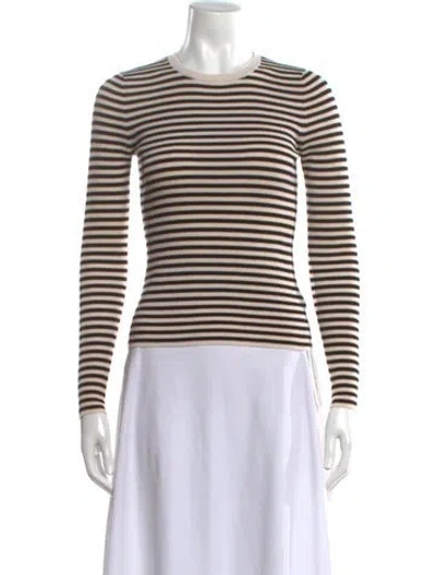 Pre-owned A.l.c Merino Wool Striped Sweater In White