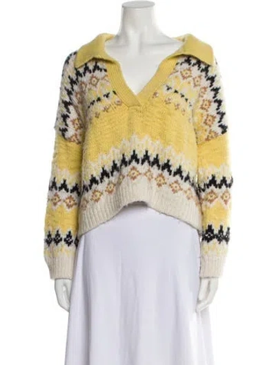 Pre-owned A.l.c Merino Wool Striped Sweater In Yellow
