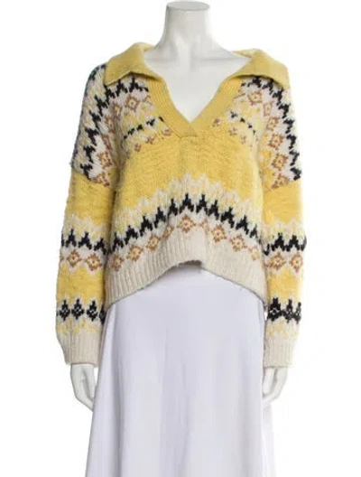 Pre-owned A.l.c Merino Wool Striped Sweater In Yellow