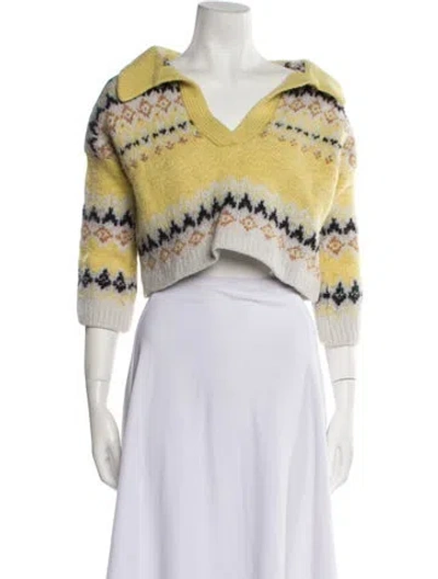 Pre-owned A.l.c Merino Wool Striped Sweater In Yellow