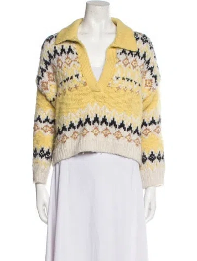 Pre-owned A.l.c Merino Wool Striped Sweater In Yellow