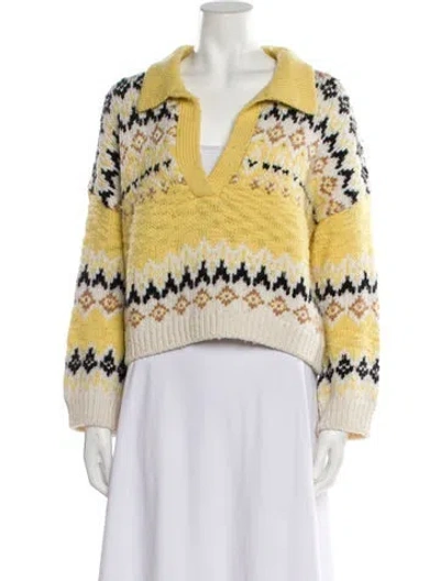 Pre-owned A.l.c Merino Wool Striped Sweater In Yellow