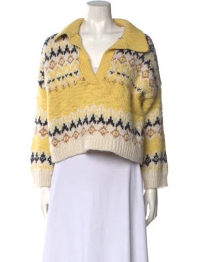 Pre-owned A.l.c Merino Wool Striped Sweater In Yellow