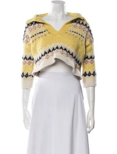 Pre-owned A.l.c Merino Wool Striped Sweater In Yellow