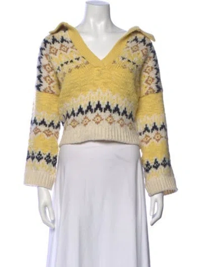 Pre-owned A.l.c Merino Wool Striped Sweater In Yellow