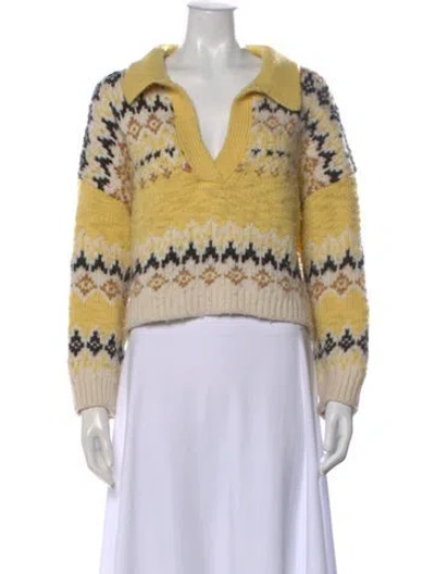 Pre-owned A.l.c Merino Wool Striped Sweater In Yellow
