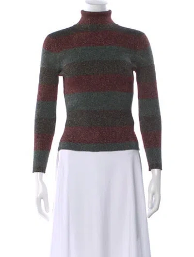 Pre-owned A.l.c Merino Wool Striped Top In Green